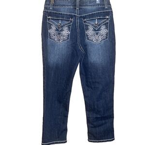 Nine West Missy Sz 6 Blue Denim Date Night Fit Embellished Crop Jeans 28" Waist